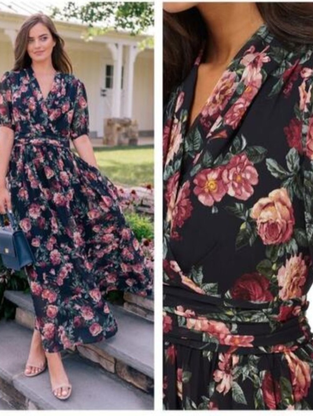 Gal Meets Glam Ashlynn Floral Chiffon Maxi Dress Size 8